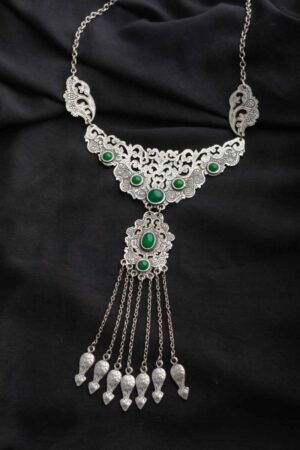 Image for Kessa Kpn70 Turkish Multi Green Stone Chain Necklace Featured