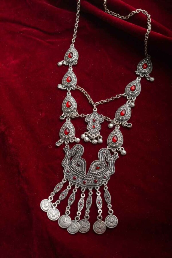Image for Kessa Kpn74 Turkish Multi Red Stone Bird Necklace Featured