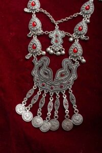 Image for Kessa Kpn74 Turkish Multi Red Stone Bird Necklace Front