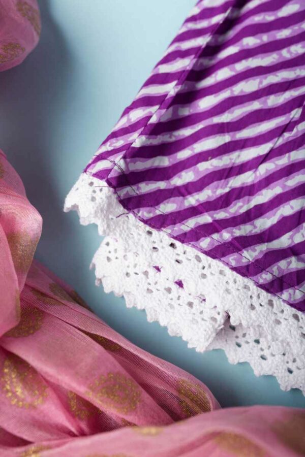 Image for Kessa Vck21 Ishani Cotton Girls Top Skirt Set Closeup