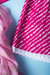 Image for Kessa Vck22 Dhuni Cotton Girls Top Skirt Set Closeup