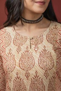 Image for Kessa Vcr183 Elakshi Cotton A Line Kurta Closeup