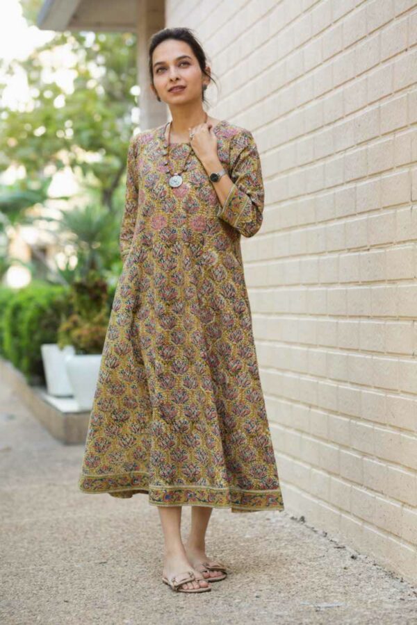 Image for Kessa Ws1000 Nitya Kalmkari A Line Dress Front