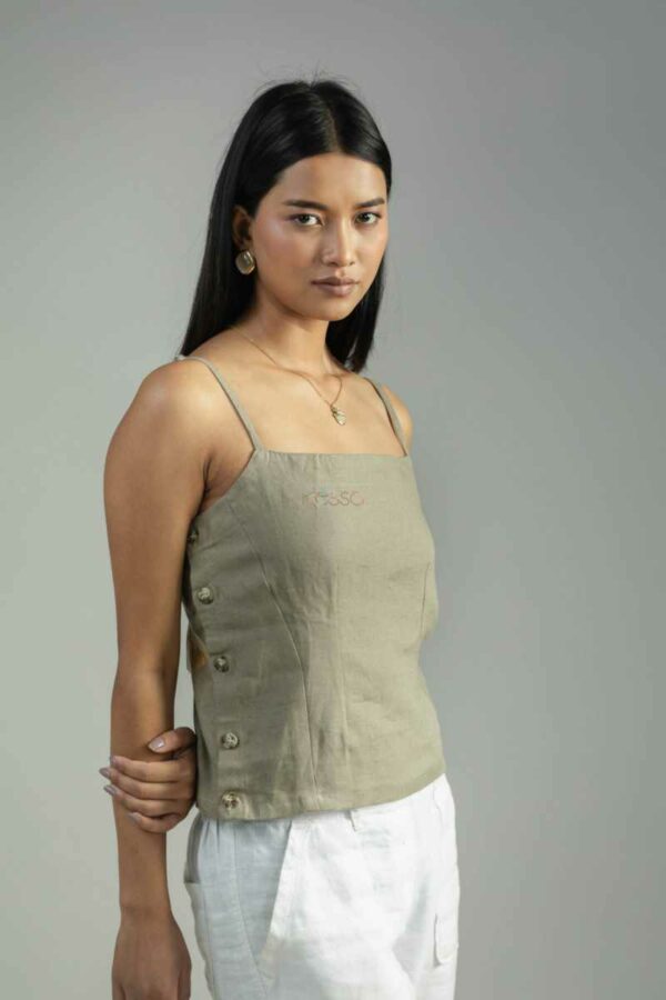 Image for Kessa Ws981a Aarunya Linen Spaghetti Top Side