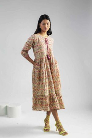 Image for Kessa Wsr372 Dishitha Handblock Cotton Dress Front