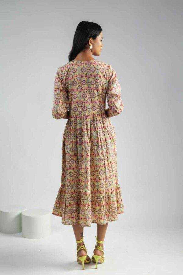 Image for Kessa Wsr372 Dishitha Handblock Cotton Dress Side