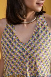 Image for Kessa Wsr377 Nandini Handblock Cotton Dress Closeup