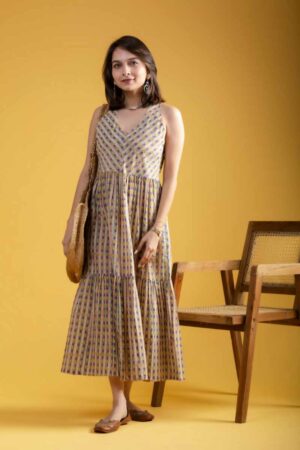 Image for Kessa Wsr377 Nandini Handblock Cotton Dress Featured