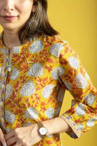 Image for Kessa Wsr379 Drisana Handblock Cotton Complete Suit Set Closeup