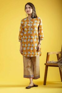 Image for Kessa Wsr379 Drisana Handblock Cotton Complete Suit Set Side