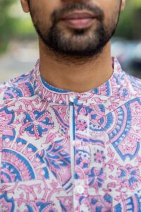 Image for Kessa Bpr29 Kanishk Handblock Men Full Sleeves Shirt Closeup