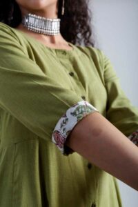 Image for Kessa Vcr188 Anisha Cotton Kurta Pant Set Closeup