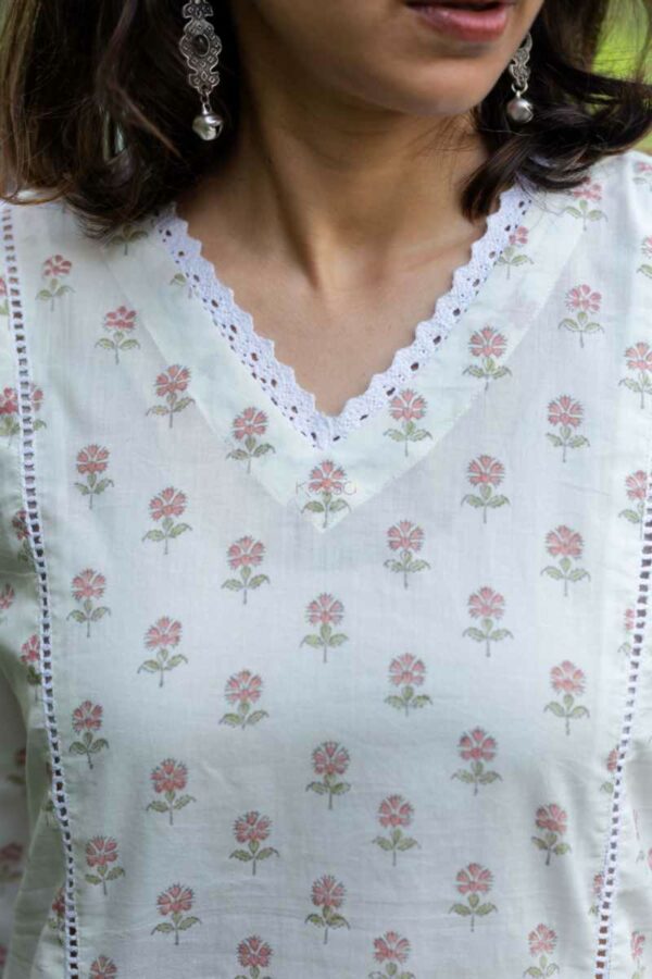 Image for Kessa Vcr196 Reet Cotton Handblock Kurta Closeup