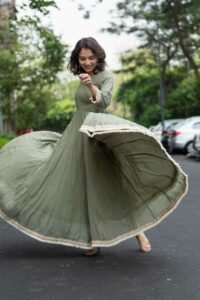 Image for Kessa Ws1030 Aarya Schiffli A Line Dress Front