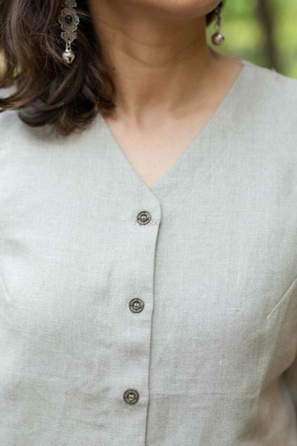 Image for Kessa Ws985 Darshana Linen Short Top Closeup