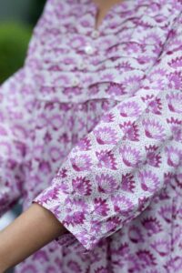 Image for Kessa Wsr394 Sital Cotton Handblock Dress Closeup 2