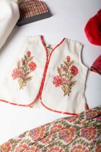 Image for Kessa Aj81 Astrid Girl Cotton Skirt With Top And Dupatta Set Closeup
