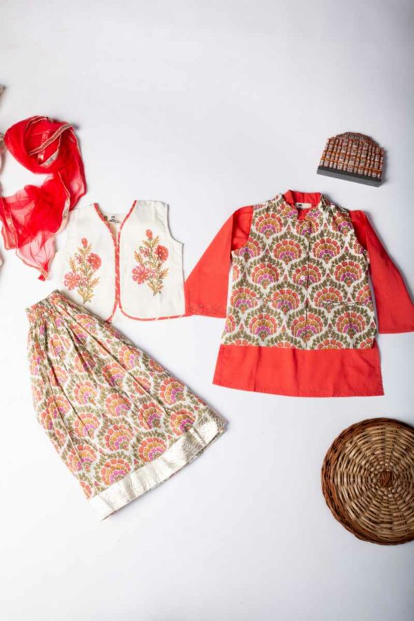 Image for Kessa Aj81 Astrid Girl Cotton Skirt With Top And Dupatta Set Front