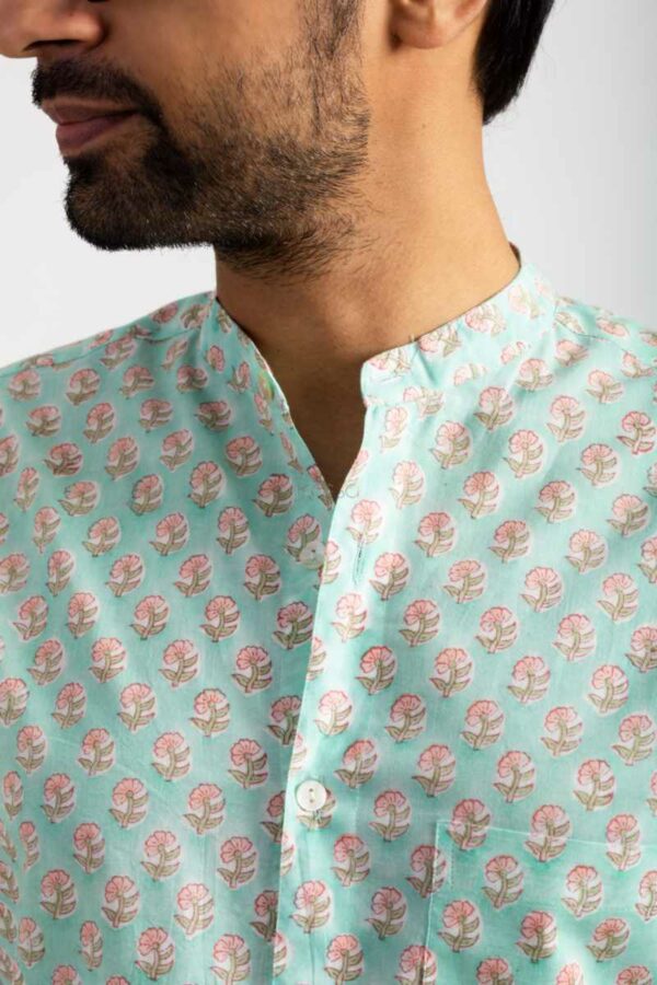 Image for Kessa Awk63 Nivam Handblock Men Full Sleeves Shirt Closeup
