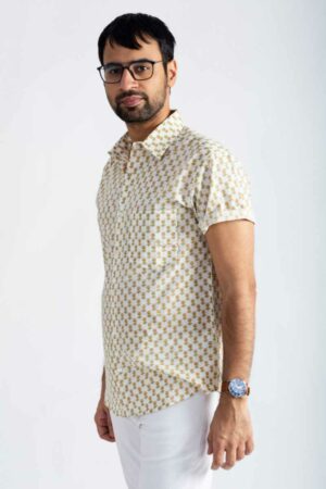 Image for Kessa Awk67 Prithvik Handblock Men Half Sleeves Shirt Featured