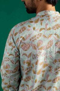 Image for Kessa Bpr34 Ashish Handblock Men Full Sleeves Shirt Closeup 2