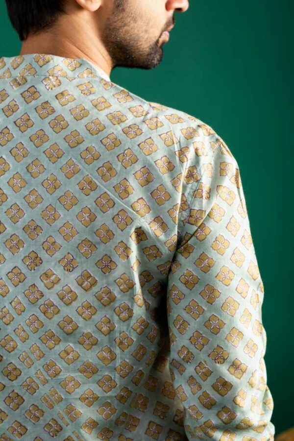 Image for Kessa Bpr36 Shivam Handblock Men Full Sleeves Shirt Closeup 2