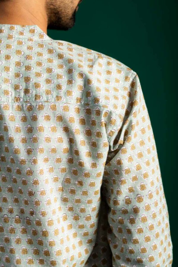 Image for Kessa Bpr37 Udaya Handblock Men Full Sleeves Shirt Closeup 2
