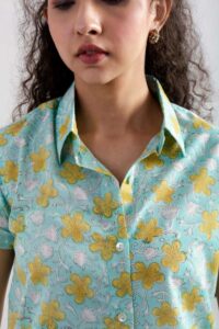 Image for Kessa De187 Dhara Handblock Cotton Shirt Closeup