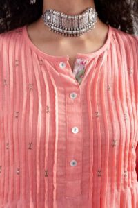 Image for Kessa Vcr206 Jaishree Cotton Slub Kurta Pant Set Closeup