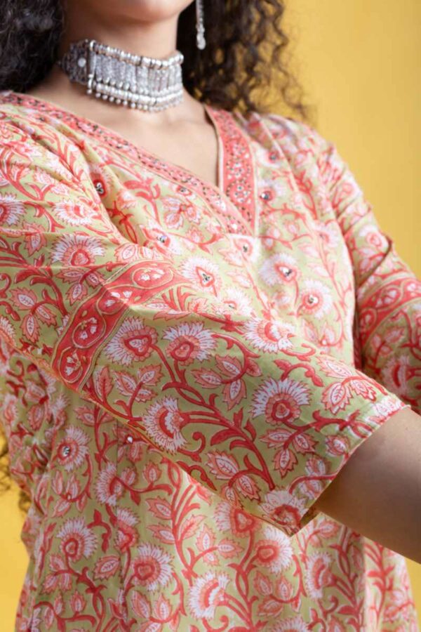 Image for Kessa Wsr404 Avani Handblock Cotton Complete Suit Set Closeup