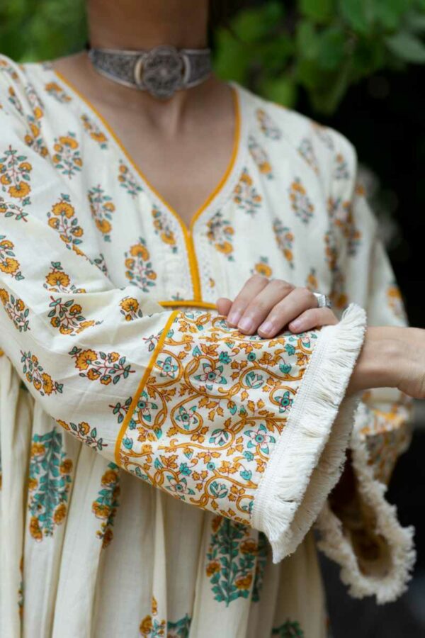 Image for Kessa Avdaf259 Ranit Cotton Handblock Complete Suit Set Closeup New