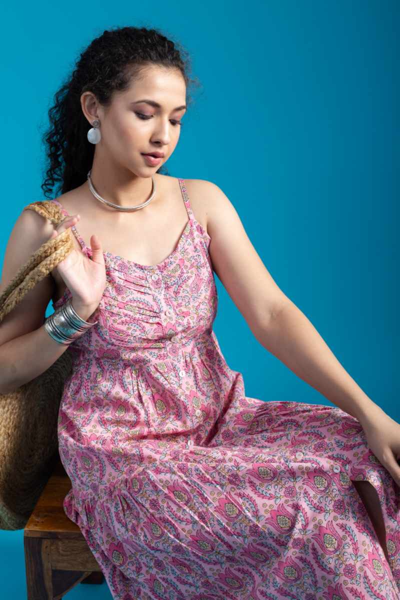 Buy Mesmerizing AVDAF268 Ekatara Cotton Bandhini Print Dress Online | Kessa
