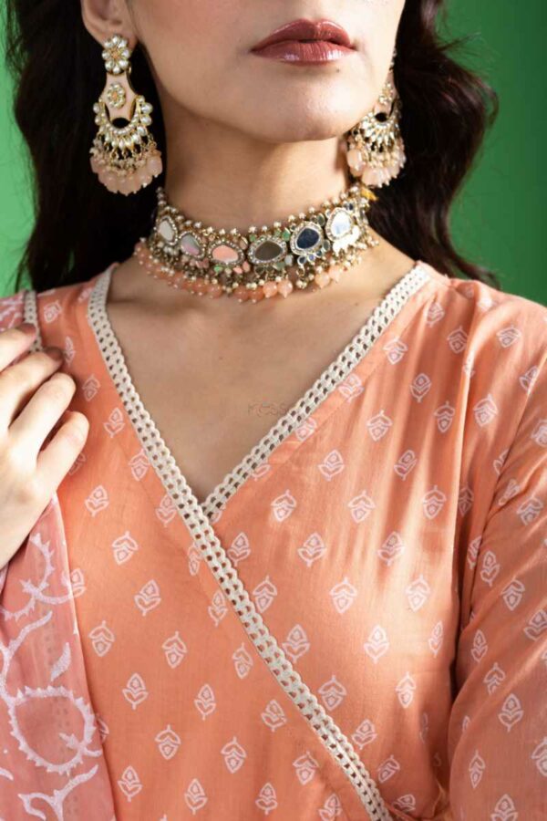 Image for Kessa Ws1044 Navleen Cotton Kalidar Kurta Dupatta Set Closeup 2