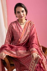 Image for Kessa Ws1047 Agrata Chanderi Complete Suit Set Sitting