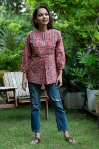 Image for Kessa Wsr400 Anila Cotton Jaal Print Short Top Front