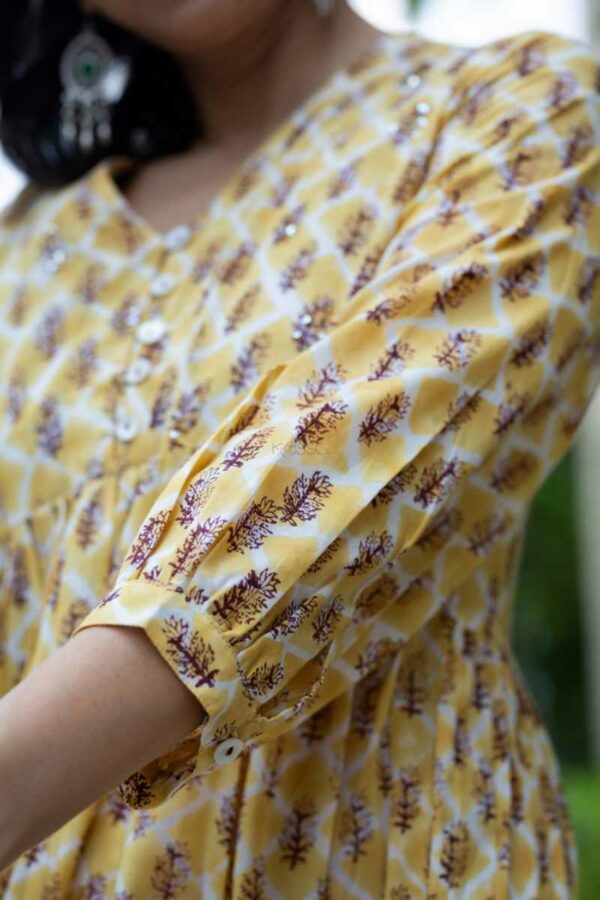 Image for Kessa Wsr401 Aslesha Cotton Handblock Dress Closeup 2