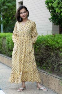 Image for Kessa Wsr401 Aslesha Cotton Handblock Dress Front