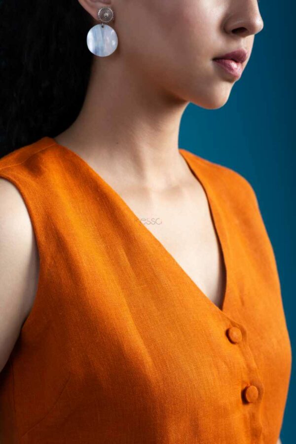Image for Kessa Avdaf254 Neeta Linen Top Pant Set Closeup
