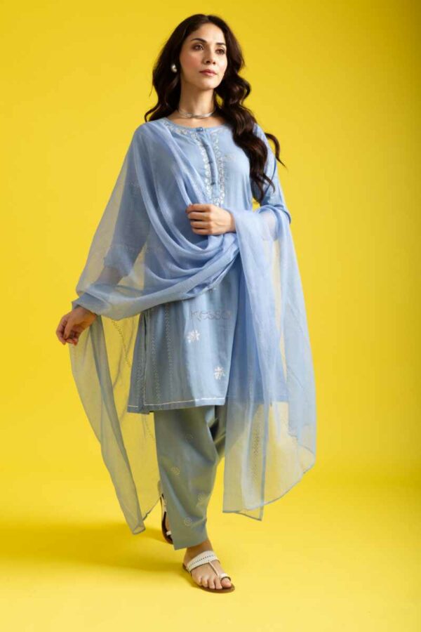 Image for Kessa Avdaf261 Vina Cotton Khadi Print Complete Suit Set Side