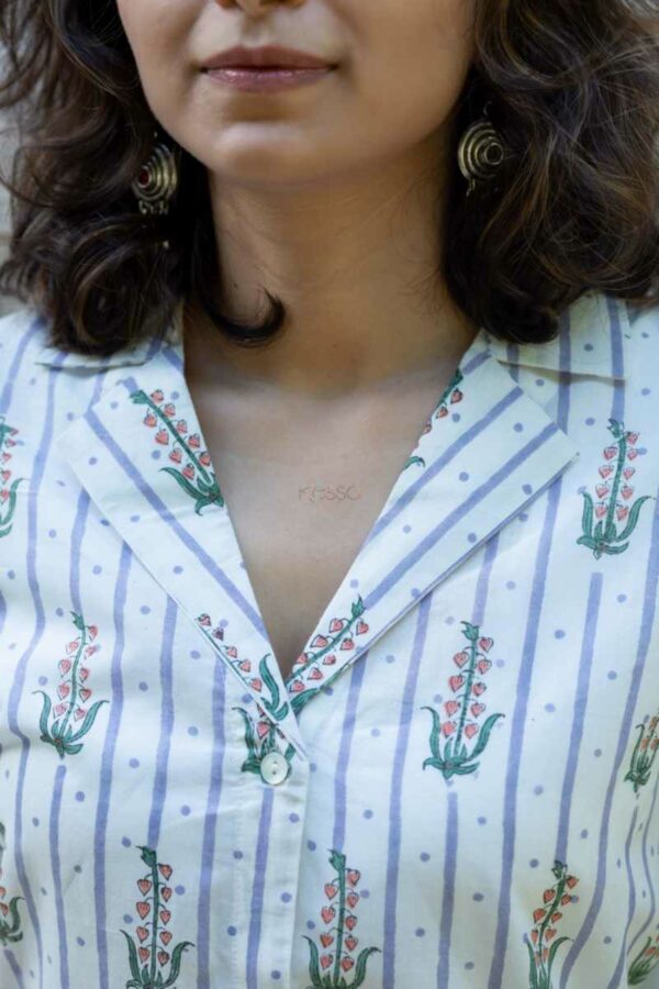 Image for Kessa Bpr41 Shaila Handblock Cotton Shirt Closeup