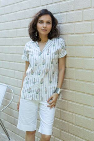 Image for Kessa Bpr41 Shaila Handblock Cotton Shirt Featured