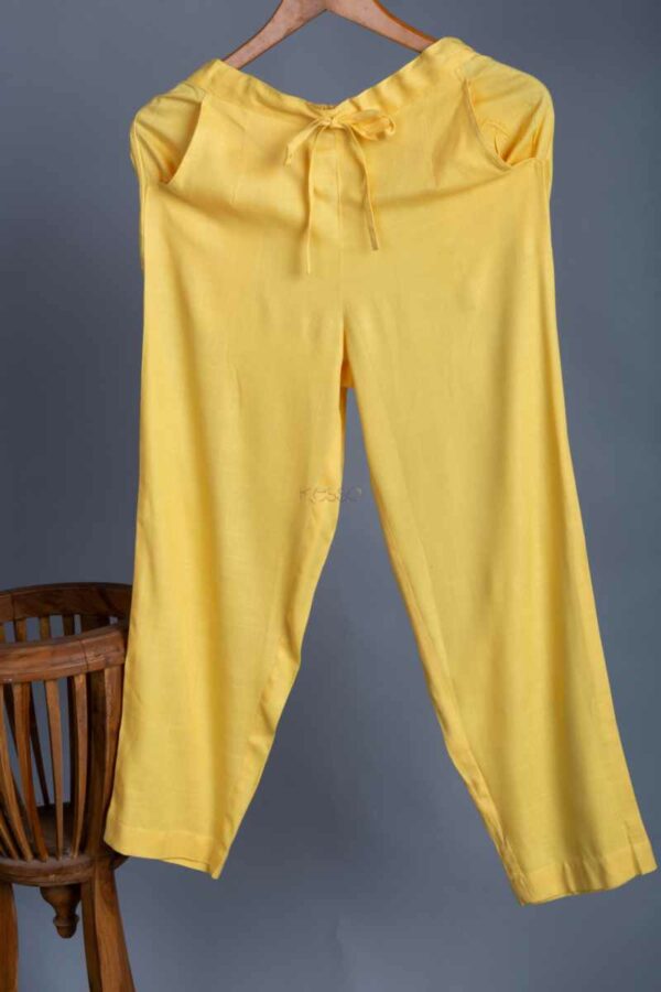 Image for Kessa Vcp01 Slub Silk Pants Yellow Closeup New