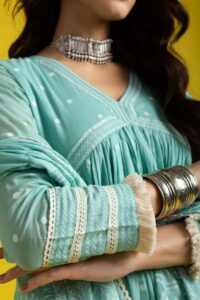 Image for Kessa Ws1051 Sneha Cotton Khadi Print Kurta Dupatta Set Closeup