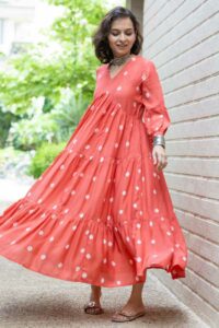 Image for Kessa Ws1057 Sanika Muslin A Line Dress Front