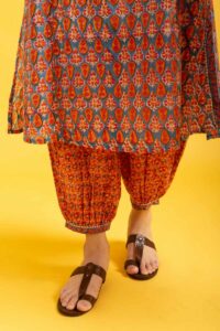 Image for Kessa Wsr410 Maithili Cotton Handblock Complete Suit Set Closeup 2