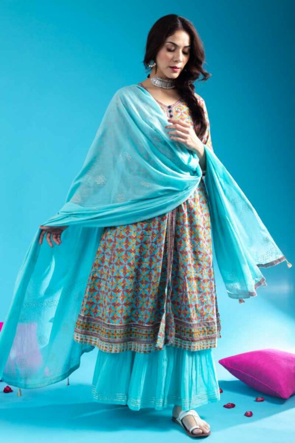 Image for Kessa Wsr411 Bhargavi Cotton Handblock Complete Suit Set Featured