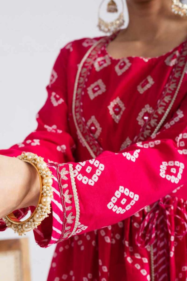 Image for Kessa Avdaf268 Ekatara Cotton Bandhini Print Kurta Closeup