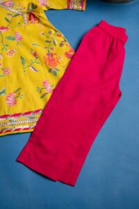 Image for Kessa Mbe101 Dhanushka Girls Cotton Kurta Pant Set Closeup