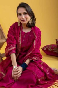 Image for Kessa Vcr241 Misheeta Chanderi Complete Suit Set Sitting