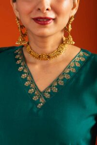 Image for Kessa Vcr245 Saryu Chanderi Complete Suit Set Closeup
